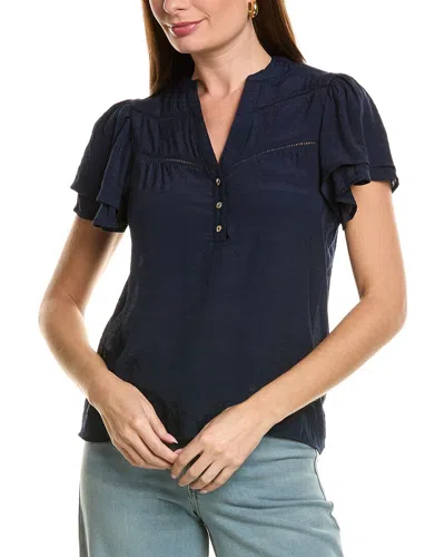 Nanette Lepore Solid Blouse In Blue