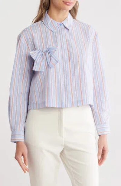 Nanette Lepore Stripe Bow Poplin Button-up Shirt