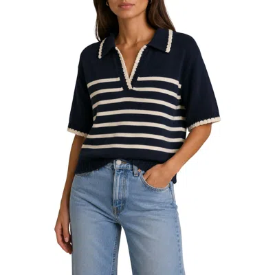 Nanette Lepore Stripe Polo Sweater In Blue