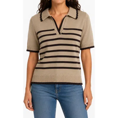 Nanette Lepore Stripe Polo Sweater In Neutral