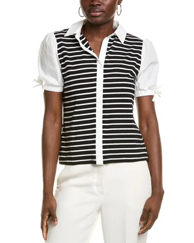 Nanette Lepore Stripe Top In Black