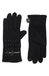 Nanette Lepore Studded Bow Gloves In Black