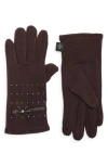 Nanette Lepore Studded Bow Gloves In Brown