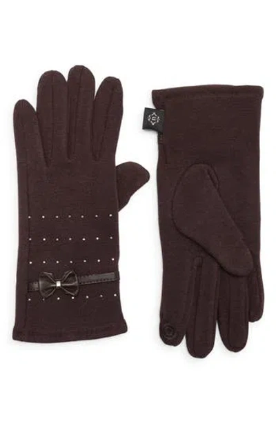 Nanette Lepore Studded Bow Gloves In Brown