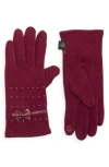 Nanette Lepore Studded Bow Gloves In Burgundy