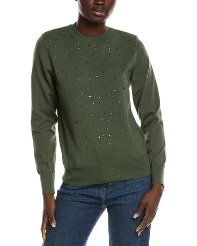 Nanette Lepore Studded Front Sweater In Green