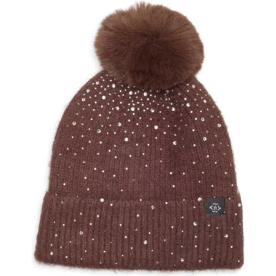Nanette Lepore Studded Rib Beanie In Brown