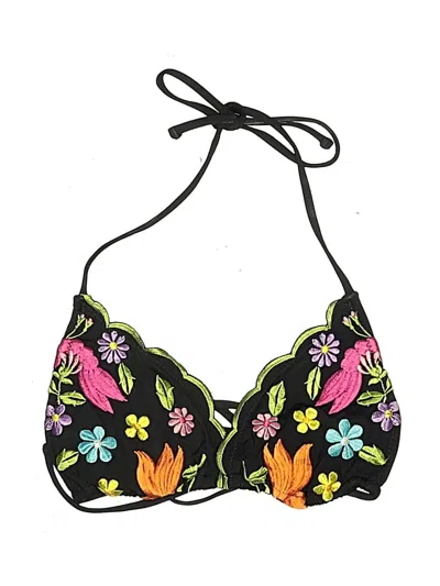 Pre-owned Nanette Lepore Swimsuit Top Black Floral Pattern Swimwear