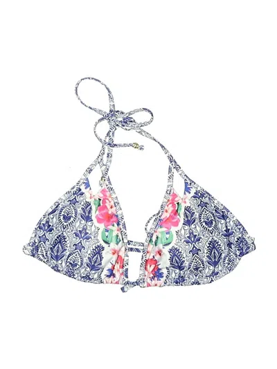 Pre-owned Nanette Lepore Swimsuit Top Blue Paisley Pattern Swimwear