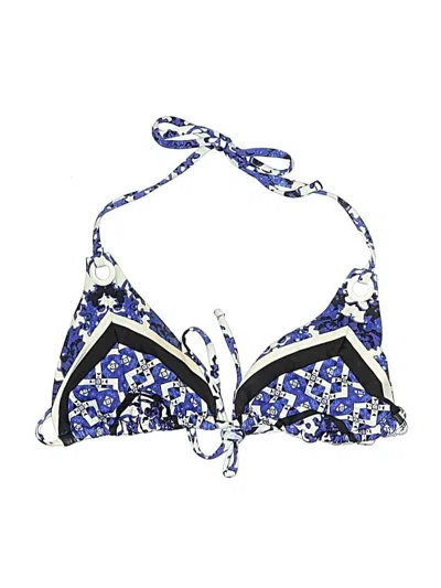 Pre-owned Nanette Lepore Swimsuit Top Blue Print Pattern Swimwear