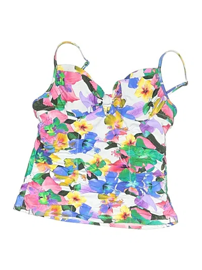 Pre-owned Nanette Lepore Swimsuit Top Green Floral Pattern Swimwear