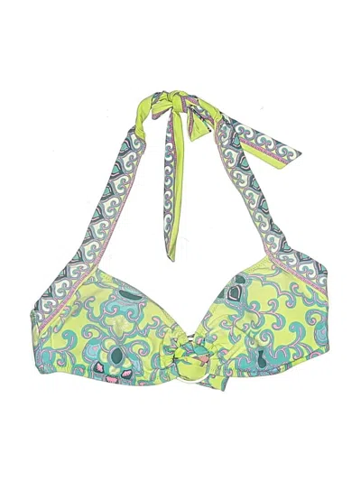 Pre-owned Nanette Lepore Swimsuit Top Green Paisley Pattern Swimwear