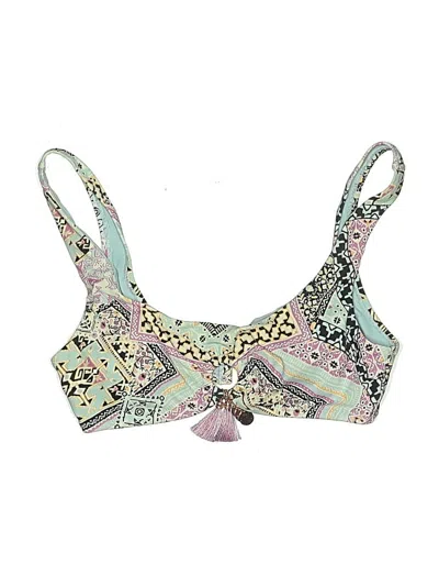 Pre-owned Nanette Lepore Swimsuit Top Green Paisley Pattern Swimwear