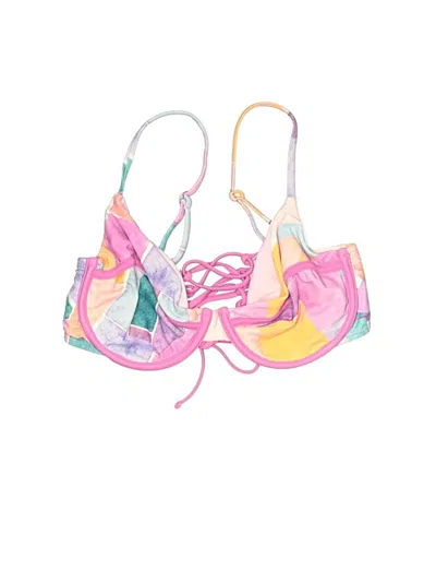 Pre-owned Nanette Lepore Swimsuit Top Pink Graphic Pattern Swimwear
