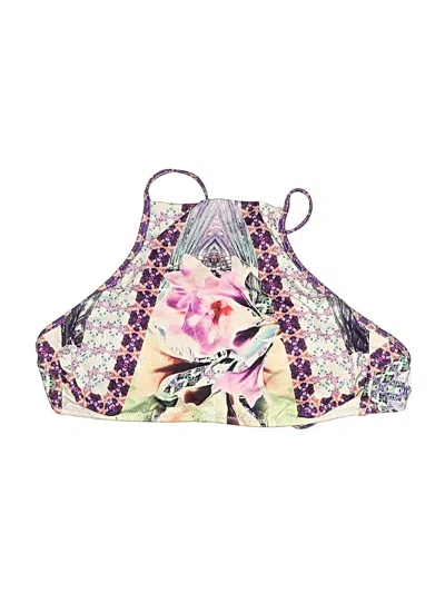 Pre-owned Nanette Lepore Swimsuit Top Purple Floral Pattern Swimwear