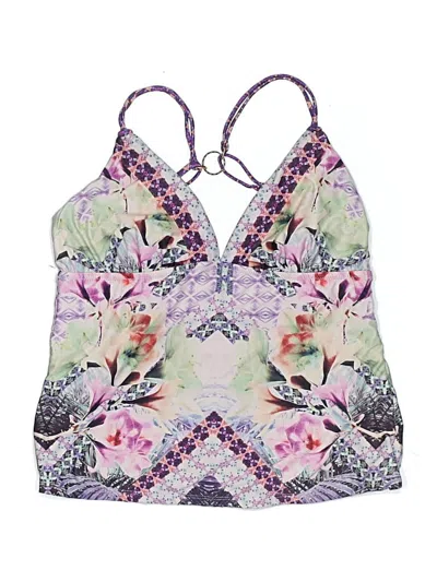 Pre-owned Nanette Lepore Swimsuit Top Purple Print Pattern Swimwear