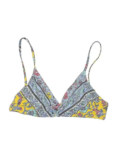 Pre-owned Nanette Lepore Swimsuit Top Yellow Paisley Pattern Swimwear