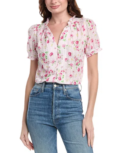 Nanette Lepore Swiss Dot Blouse In Pink