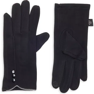 Nanette Lepore Tech Button Detail Gloves In Black