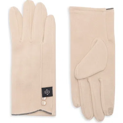 Nanette Lepore Tech Gloves With Button Detail In Beige