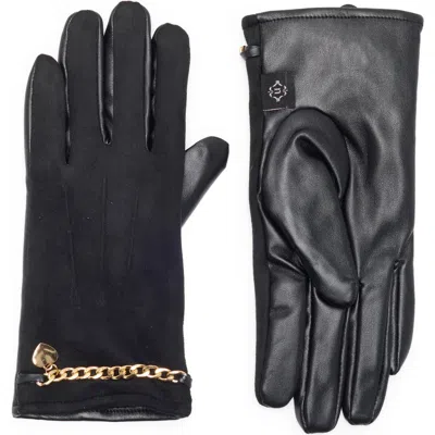 Nanette Lepore Tech Gloves With Chain Detail In Black