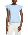Nanette Lepore Tiered Scallop Sleeve Top In Blue