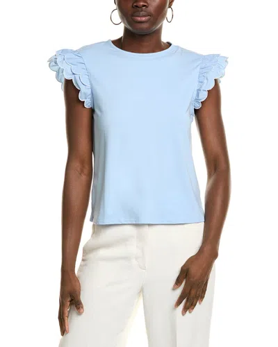 Nanette Lepore Tiered Scallop Sleeve Top In Blue