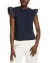 Nanette Lepore Tiered Scallop Sleeve Top In Blue