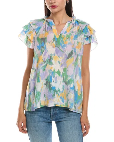 Nanette Lepore Tiered Sleeve Blouse In Blue