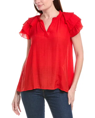 Nanette Lepore Tiered Sleeve Top In Red