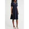 Nanette Lepore Tipped Scalloped Trim Shirtdress In Blue
