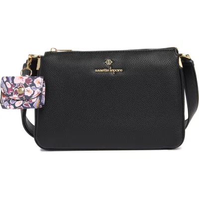 Nanette Lepore Triple Section Crossbody Bag In Black