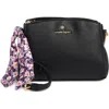 Nanette Lepore Triple Section Crossbody Bag With Scarf In Black