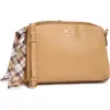 Nanette Lepore Triple Section Crossbody Bag With Scarf In Camel