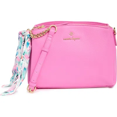 Nanette Lepore Triple Section Crossbody Bag With Scarf In Lipstick Pink