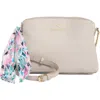 Nanette Lepore Triple Section Crossbody Bag With Scarf In Pearl