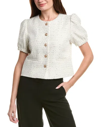 Nanette Lepore Tweed Cardigan In White