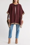 Nanette Lepore Two-tone Buckled Ruana In Burgundy