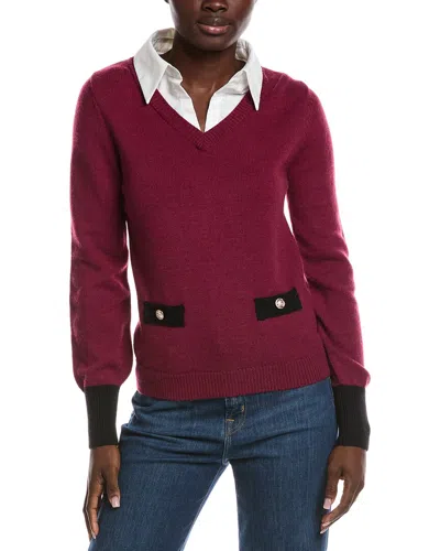Nanette Lepore Twofer Collar Sweater In Burgundy