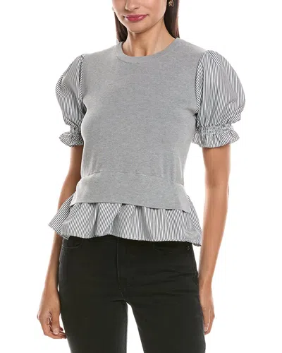 Nanette Lepore Twofer Knit Top In Gray