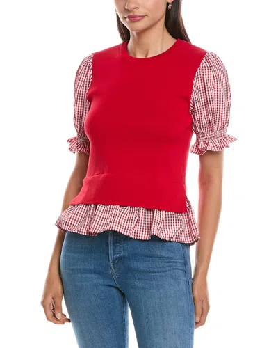 Nanette Lepore Twofer Knit Top In Red