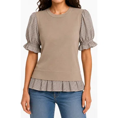 Nanette Lepore Twofer Ruffle Trim Sweater In Gray