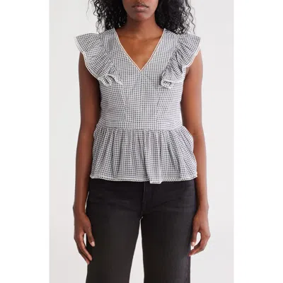 Nanette Lepore V-neck Flutter Sleeve Peplum Top In Multi