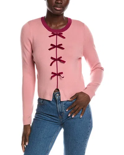 Nanette Lepore Velvet Bow Sweater In Pink