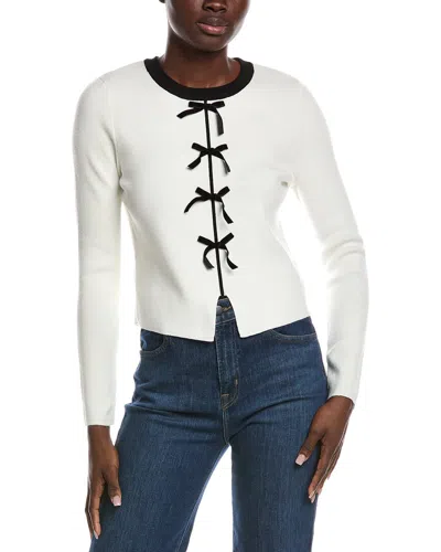 Nanette Lepore Velvet Bow Sweater In White