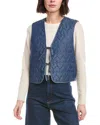 Nanette Lepore Heart Quilted Denim Vest In Blue