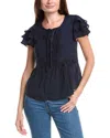Nanette Lepore Vince Camuto Tiered Sleeve Blouse In Blue