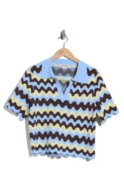 Nanette Lepore Wiggle Stripe Polo Sweater In Multi