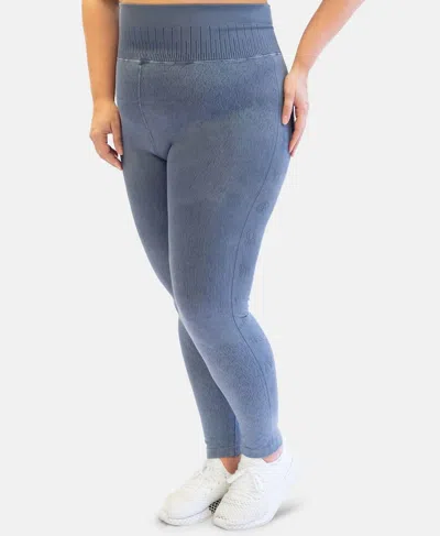 Nanette Lepore Women's Activewear Plus Size Seamless Active Leggings In Iron Ore In Blue