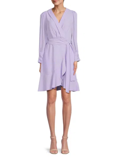 Nanette Lepore Nanette  Women's Belted Surplice Mini Dress In Iris Bliss
